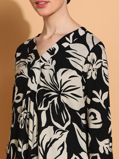 Floral Printed V-Neck Tunic with Palazzo Co-Ords