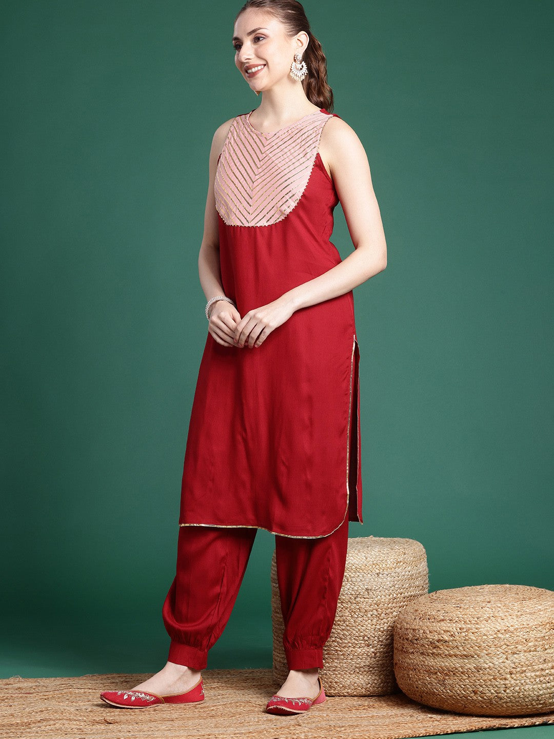 Women Yoke Design Gotta Patti Kurta with Salwar