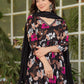 Women Floral Printed High Slit Thread Work Kurta with Trousers & With Dupatta