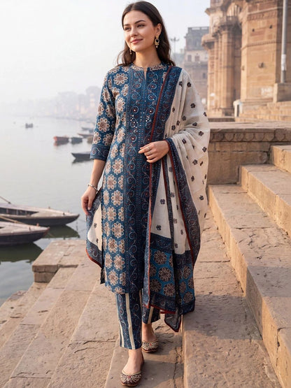 Women Regular Size Kurta Set Cotton