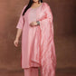 Plus Size Floral Yoke Design Sequinned Kurta with Trousers & Dupatta