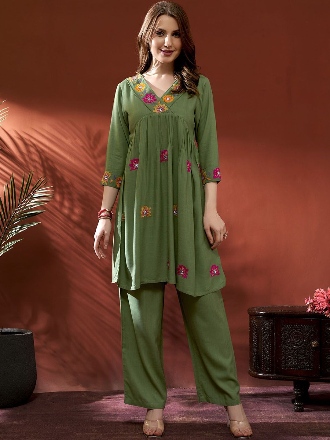 Embroidered Tunic With Palazzos Co-Ords