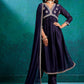 Embroidered V-Neck Kurta Trousers & Dupatta Set