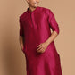 Men Pink Viscose Regular Kurta