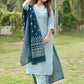 Women Blue Chanderi Silk Gotta Patti Kurta with Palazzos & Dupatta