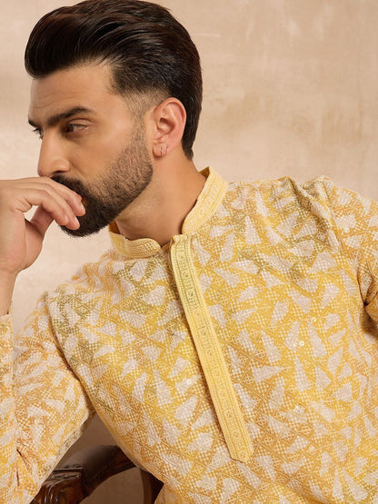 Printed Mandarin Collar Kurta & Trousers Kurta Sets