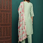 Embroidered Straight Kurta With Trouser & Dupatta Set