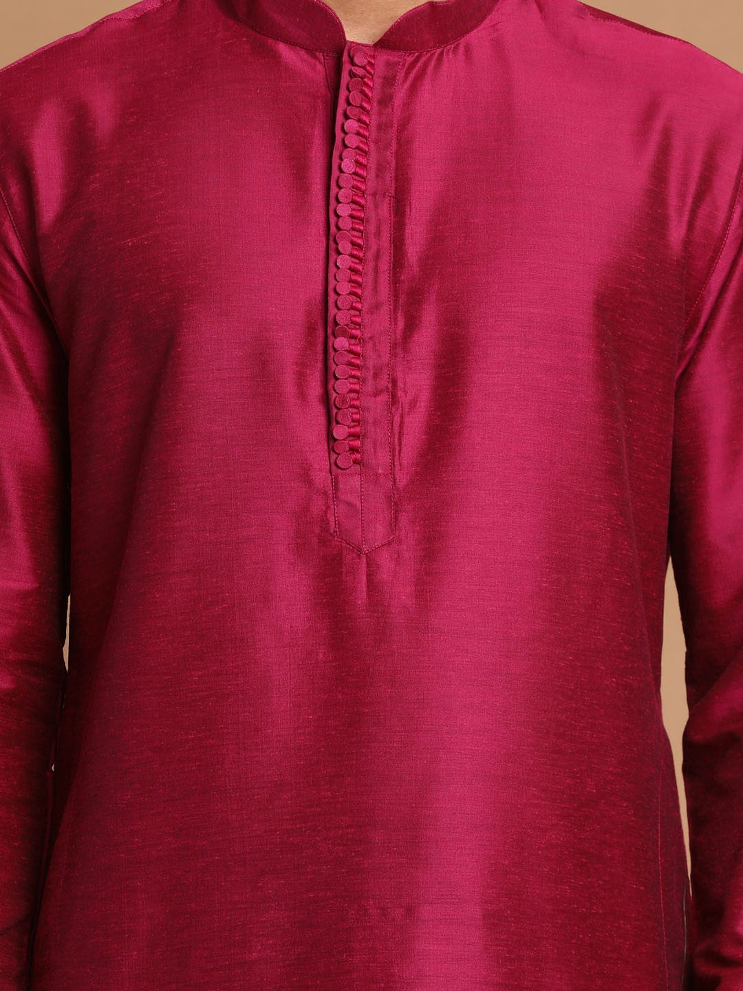 Men Pink Viscose Regular Kurta