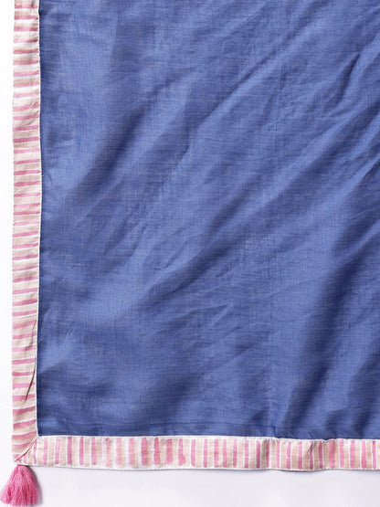 Floral Printed Pure Cotton Sanganeri Kurta with Trousers & Dupatta
