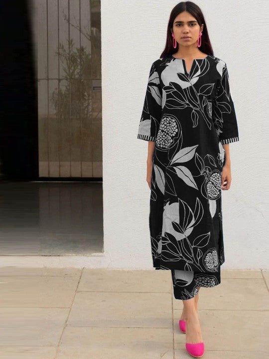 Women Floral Printed Regular Kurta with Trousers