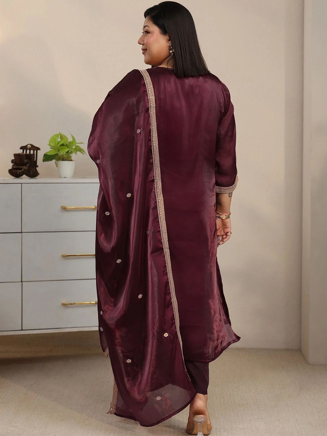 Women Ethnic Motifs Embroidered Regular Thread Work Kurta with Palazzos & With Dupatta