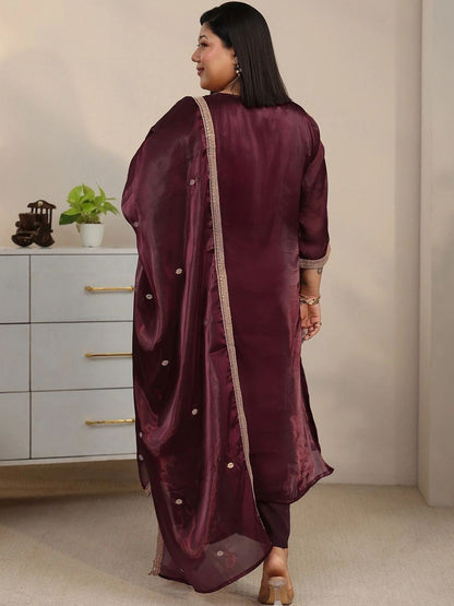 Women Ethnic Motifs Embroidered Regular Thread Work Kurta with Palazzos & With Dupatta