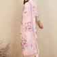 Floral Printed V-Neck Chanderi Silk Straight Kurta With Trousers & Dupatta