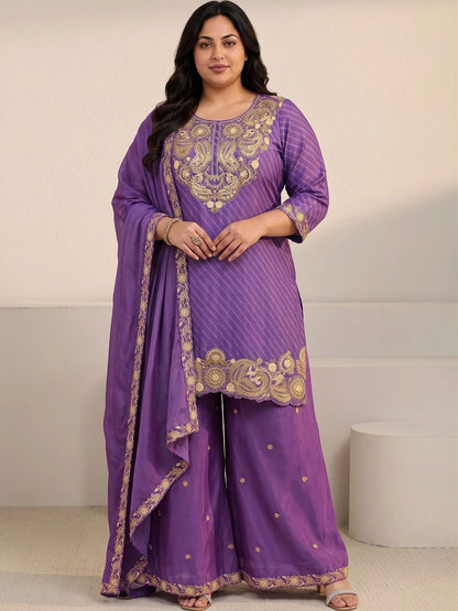 Women Ethnic Motifs Embroidered Regular Thread Work Kurta with Palazzos & With Dupatta
