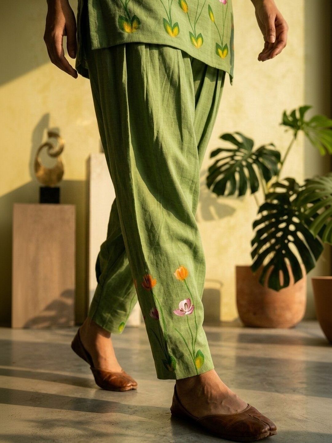 Women Pastels Cotton Tunic with Trousers