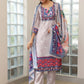 Floral Printed Regular Mirror Work Linen Straight Kurta with Trousers & Dupatta