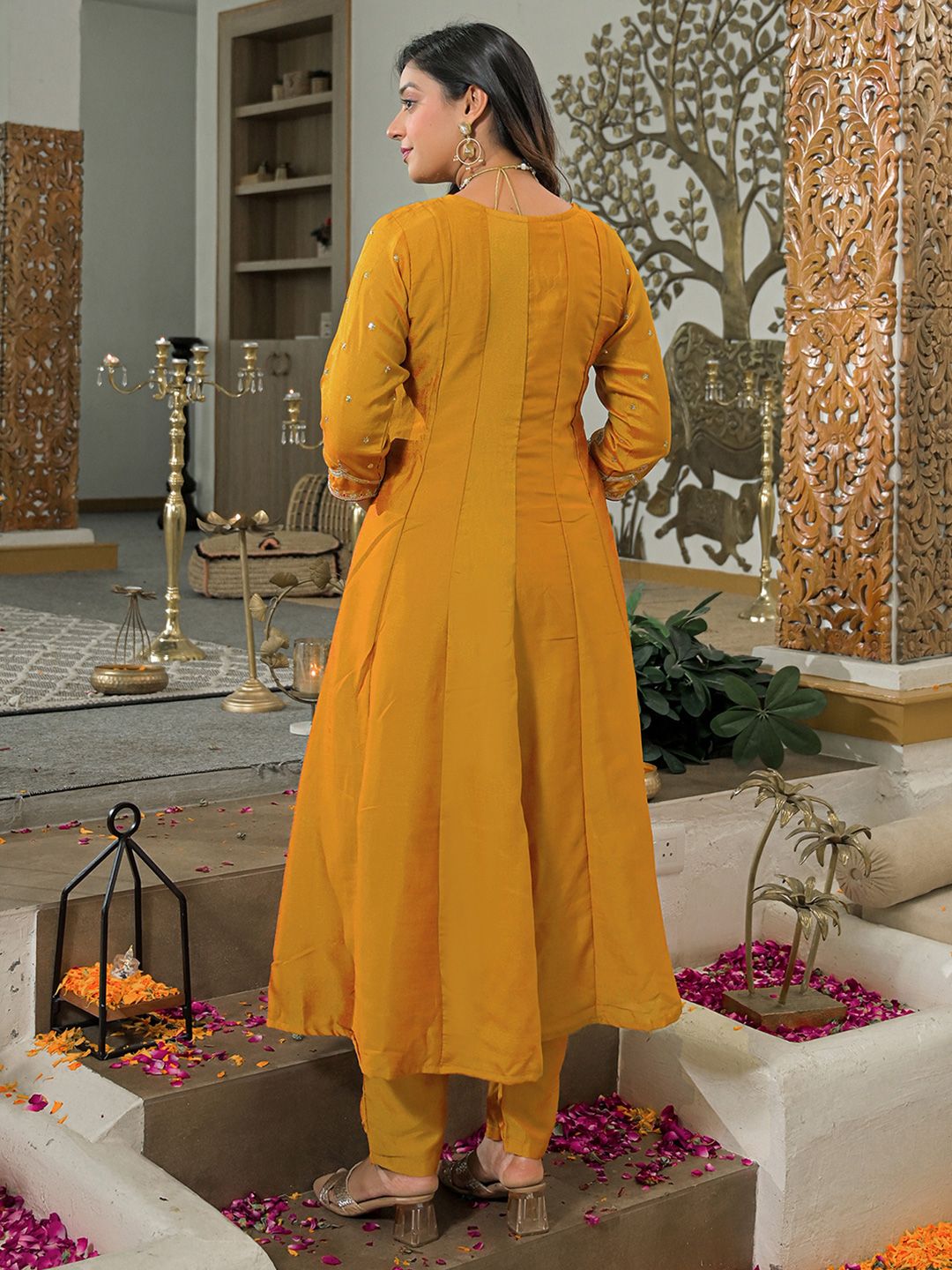 Women Ethnic Motifs Embroidered Panelled Kurta with Salwar & With Dupatta