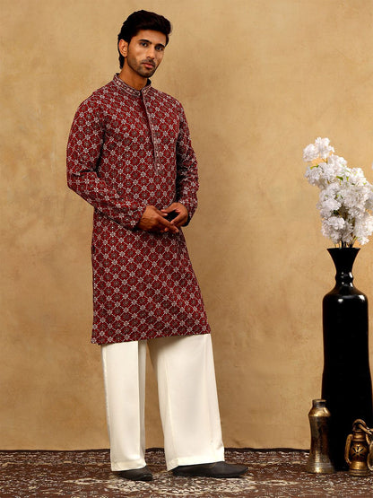 Embroidered Regular Sequinned Kurta With Korean Pants