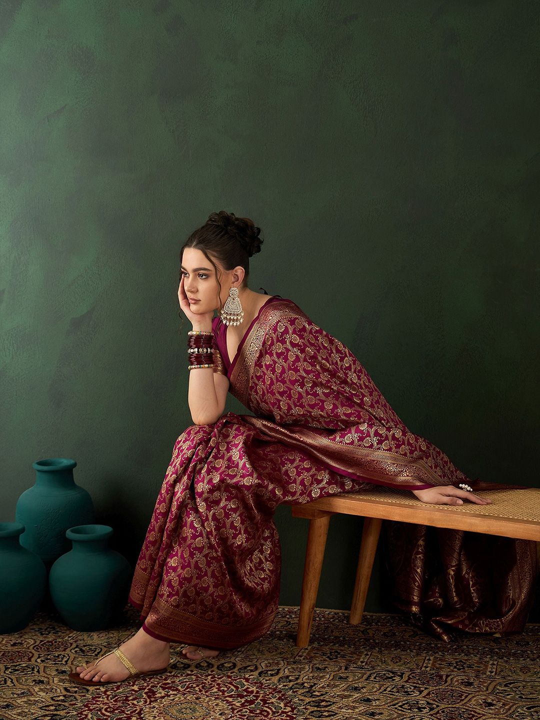 Woven Design Saree With Blouse Piece