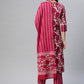 Women Magenta Printed Pure Cotton Kurta with Trousers & With Dupatta