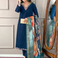 Ethnic Motifs Embroidered Thread Work Kurta With Trousers & Dupatta