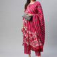 Women Magenta Printed Pure Cotton Kurta with Trousers & With Dupatta