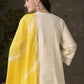 Embroidered Pleated Chikankari Pure Cotton A-Line Kurta With Trousers & Dupatta