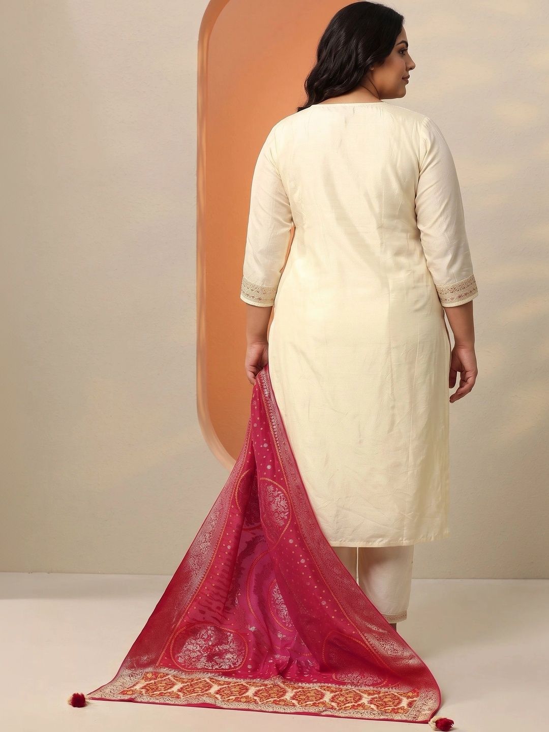 Women Ethnic Motifs Embroidered Regular Thread Work Kurta with Trousers & With Dupatta
