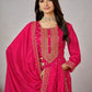 Pink Ethnic Motifs Embroidered Kurta with Churidar & Dupatta