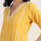 Women Striped Regular Thread Work Kurta with Trousers & With Dupatta
