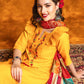 Floral Embroidered Mirror Work Pure Cotton Kurta With Patiala & With