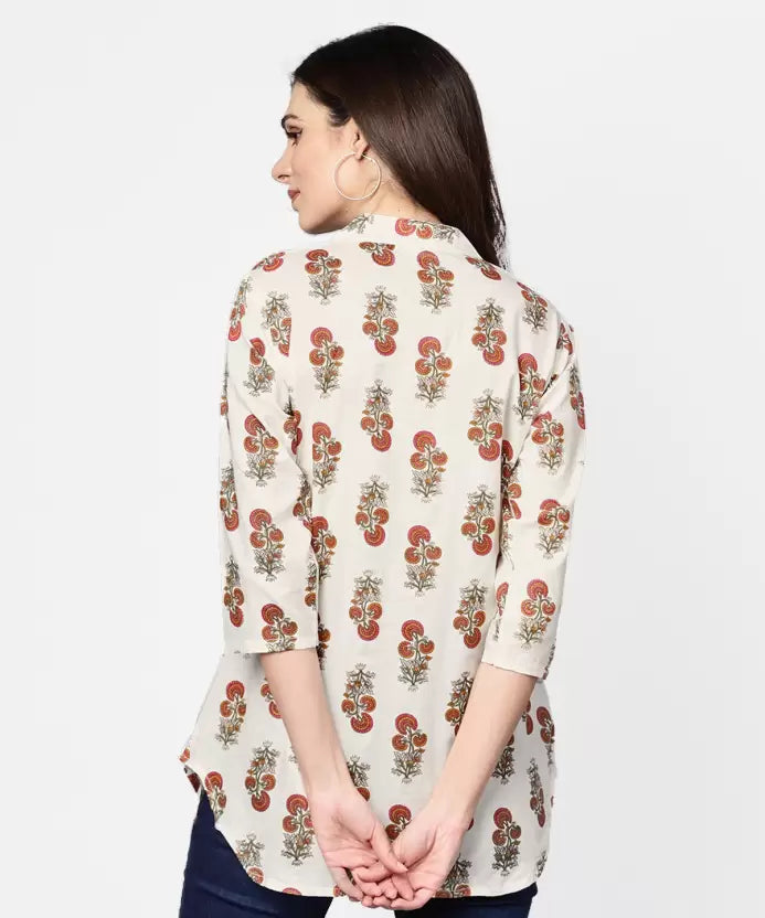 Casual Regular Sleeves Printed Women White Top