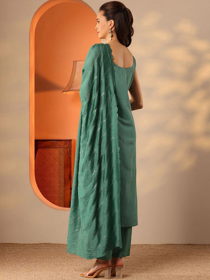 Women Ethnic Motifs Embroidered Regular Thread Work Kurta with Palazzos & With Dupatta