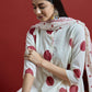 Maroon & Off White Geometric Printed Pure Cotton Kurta with Palazzos & With Dupatta