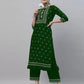 Women Green Viscose Rayon Kurta and Palazzo Set