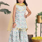 Girls Floral Printed Gotta Patti Straight Kurta with Sharara & Dupatta