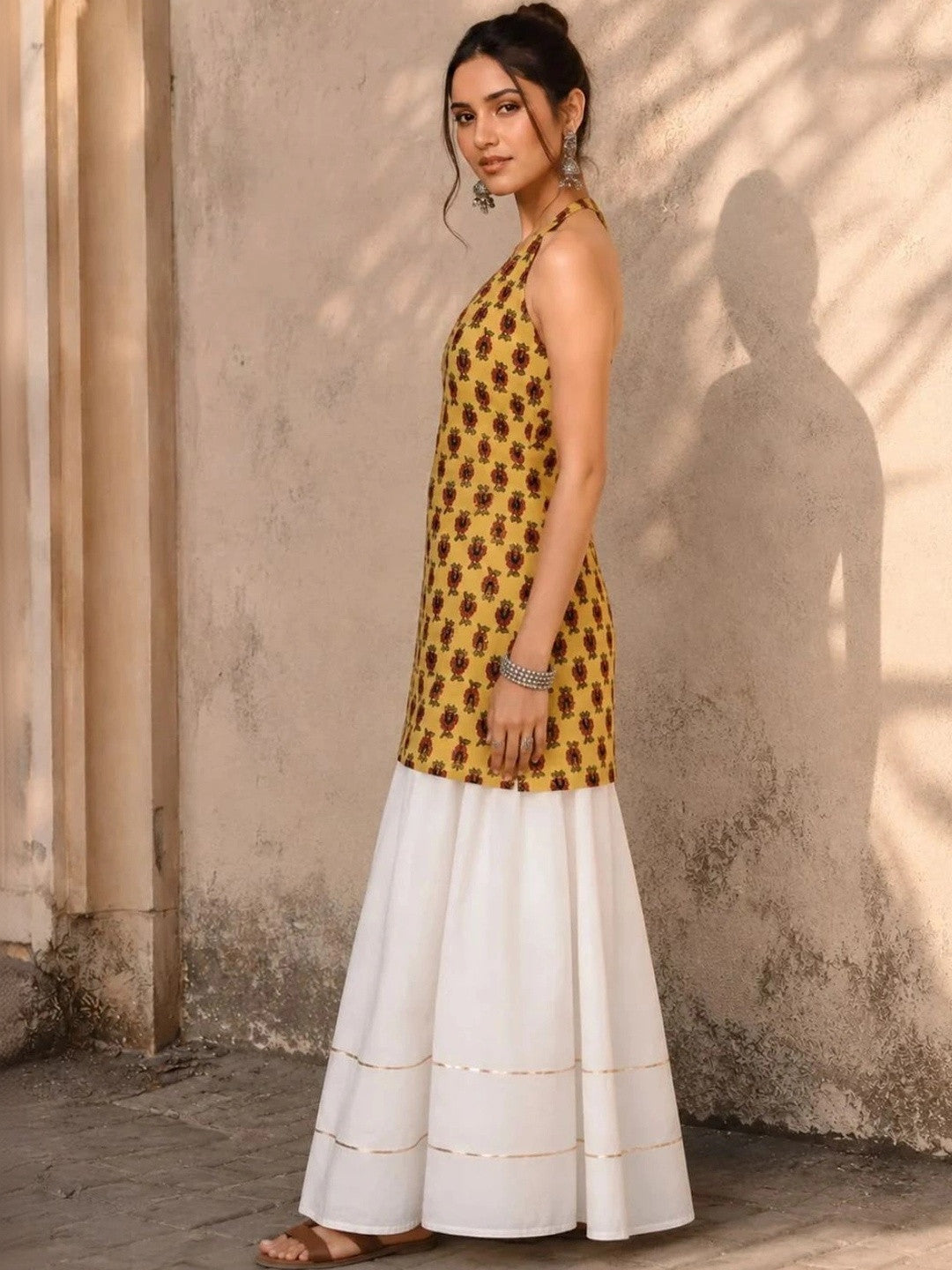 Halter Neck Pure Cotton Blend Kurti