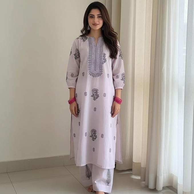 Comfy Kurta with Palazzo (Light Purple)