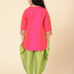 Girls Pink Empire Kurti Embellished With Dhoti Pants