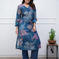 Floral Printed V-Neck Straight Kurta With Trousers