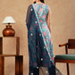 Women Blue Cotton Blend Kurta Pant Dupatta Set