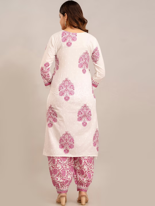 Ethnic Motifs Printed Gotta Patti Pure Cotton Kurta with Patiala & With Dupatta