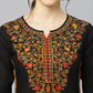 Women Black Embroidered Viscose Rayon Straight Kurta