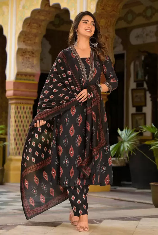 Women Viscose Rayon Kurta Pant Dupatta Set