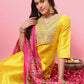 Women Yellow Silk Blend Kurta Pant Dupatta Set