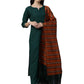 Women's Green Pure Cotton Solid Straight Kurta Palazzo with Dupatta