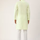 Men Green Chikankari Pure Cotton Kurta with Pyjamas