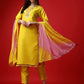 Women Yellow Cotton Blend Kurta Pant Set