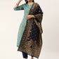 Women Blue Art Silk Kurta Pant Dupatta Set