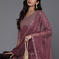 Women Floral Embroidered High Slit Sequinned Kurta with Palazzos & Dupatta